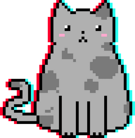 pixel art chubby gray cat with glitchy red and cyan outlines - Download Free Stock Videos Pikwizard.com