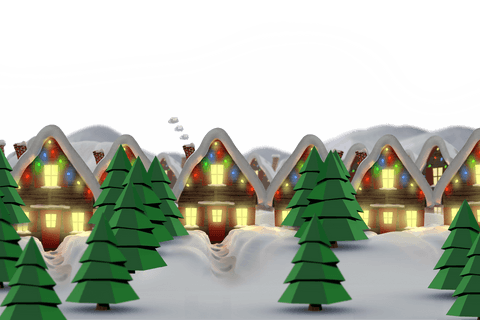 digital christmas village illustration with snowy trees on transparent background - Download Free Stock Videos Pikwizard.com