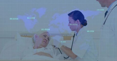 Nurse Providing Health Care Support in Hospital with Medical Data