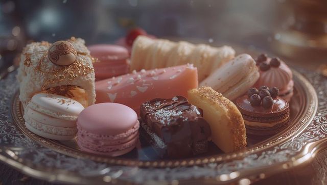 Elegant Assortment of Pastries in Ornate Display