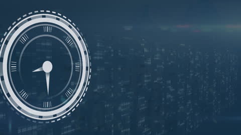 Futuristic Clock with Digital Data Analytics Overlay