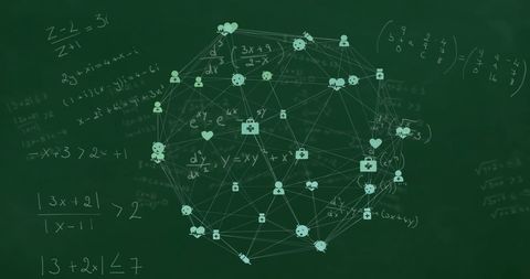 Innovative Network over Mathematical Equations on Chalkboard - Download Free Stock Images Pikwizard.com