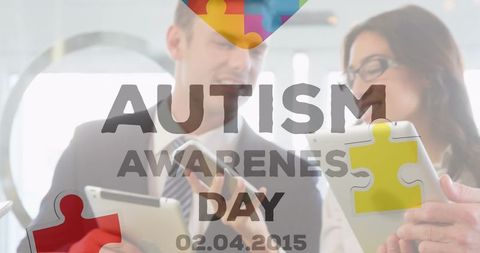 Business Professionals Discuss Autism Awareness on Digital Tablets - Download Free Stock Images Pikwizard.com