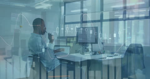 Businessman Analyzing Financial Data in Office