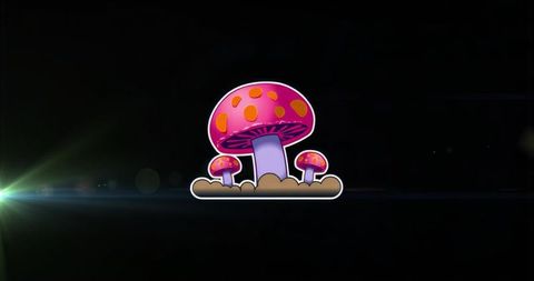 Vibrant fantasy mushroom illustration with lens flare