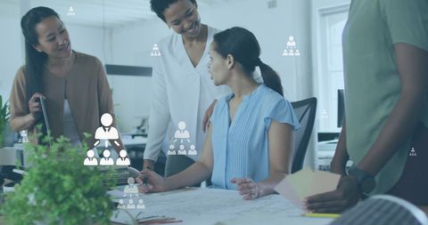 Team collaboration female architect discussing project concepts