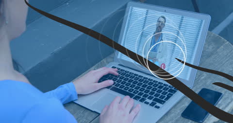 Caucasian Woman in Video Call Consultation with Doctor