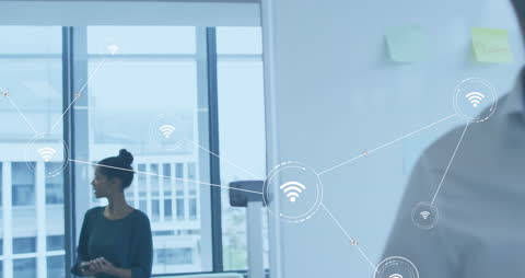 Office Networking and Collaboration Concept with Digital Interface