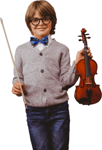 happy child holding violin on transparent background - Download Free Stock Videos Pikwizard.com