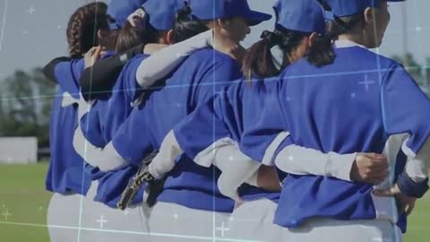 Female Softball Team Showcasing Unity on Field Combining Sports and Technology