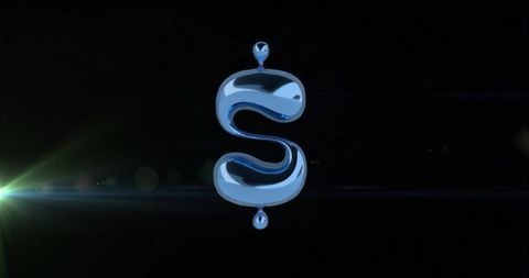 Futuristic floating s-shape with green lens flare