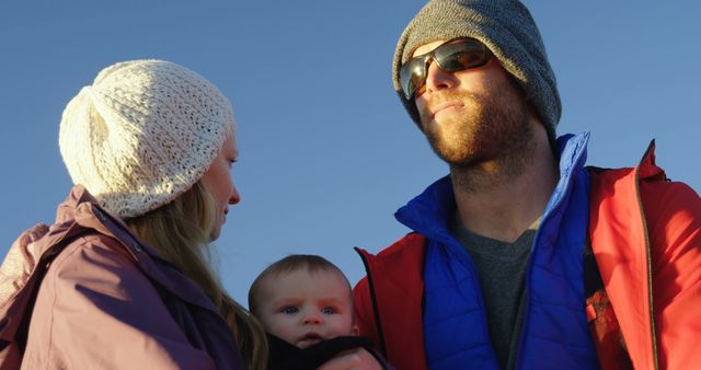 Young Family Enjoying an Outdoor Adventure During Winter - Download Free Stock Images Pikwizard.com