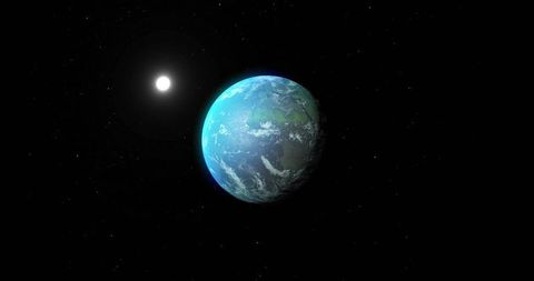 Orbiting Earth-like Planet with Bright Star in Distant Star Field