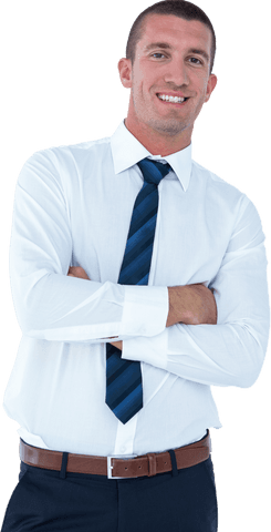 Confident Businessman in Transparent Background Smiling with Crossed Arms