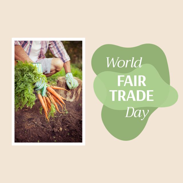 World Fair Trade Day with Male Farmer Holding Fresh Carrots - Download Free Stock Templates Pikwizard.com