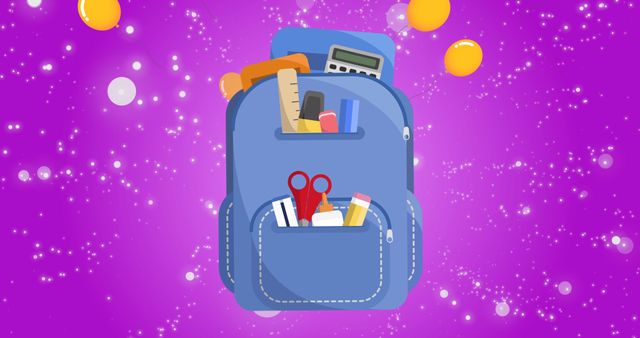 Colorful School Backpack with Supplies on Vibrant Background - Download Free Stock Images Pikwizard.com