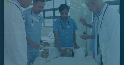 Medical Team Analyzing Patient Data with Advanced Technology