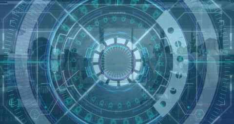 Futuristic Data Processing Interface and Diverse Business Team