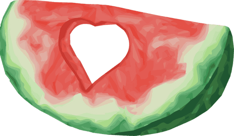 Heart shaped cutout in watermelon slice on transparent background