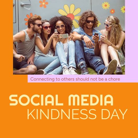 diverse friends enjoying social media kindness day celebration - Download Free Stock Templates Pikwizard.com