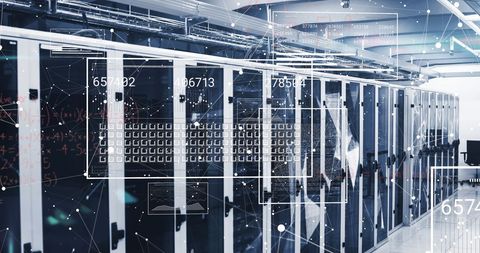 Modern Data Center with Virtual Interface Overlay - Download Free Stock Images Pikwizard.com