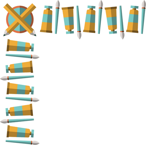Artistic Border with Paint Tubes and Brushes on Transparent Background - Download Free Stock Videos Pikwizard.com
