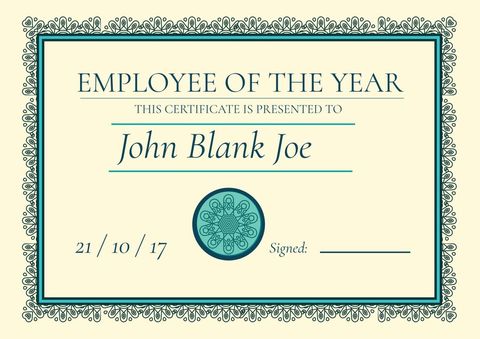 Elegant Employee of the Year Certificate with Classic Design - Download Free Stock Templates Pikwizard.com