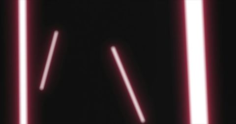 Pulsating red neon strip lights create dynamic contrasts against a black background, illustrating themes of energy and movement. This abstract design can be used for digital backgrounds, advertising concepts showing modern technology, or visual projects requiring a sense of futuristic energy.