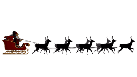 Transparent Silhouette of Santa with Reindeer Sleigh Journey