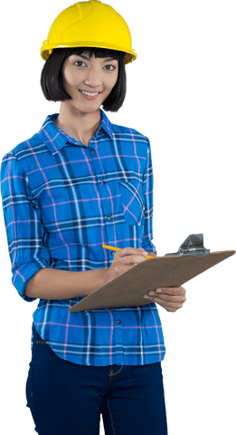 Transparent Smiling Female Architect Writing on Clipboard - Download Free Stock Videos Pikwizard.com