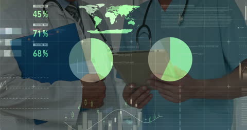 Doctors Analyzing Digital Infographic Reports with Health Data