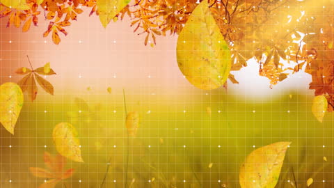 Digital Autumn Leaves Animation with Nature Background