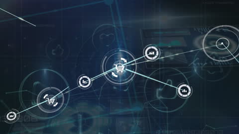 Digital Network Connections with Media Icons Interactive Display