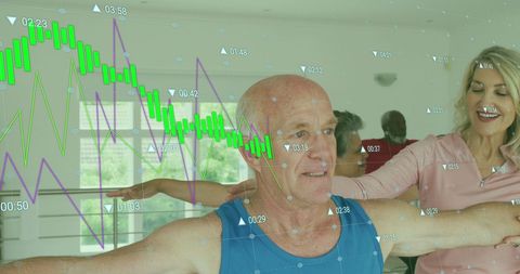 Active Seniors Exercising with Digital Overlay of Analytics - Download Free Stock Images Pikwizard.com