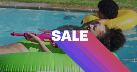 Women Enjoying Pool Fun with Inflatable Tubes