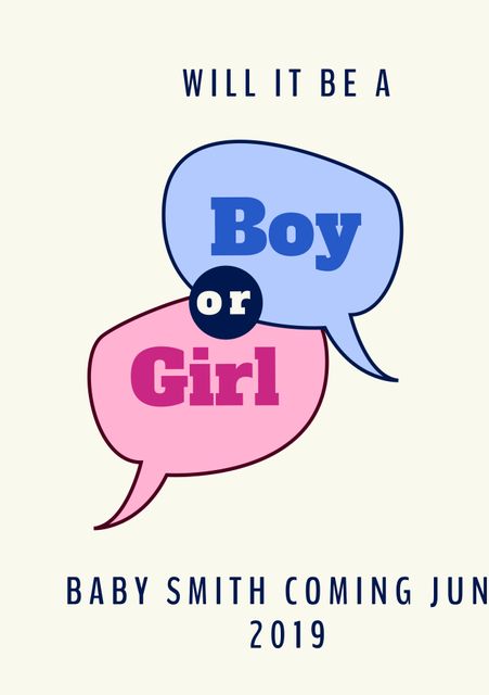 Gender Reveal Graphic with Boy or Girl Speech Bubbles - Download Free Stock Templates Pikwizard.com