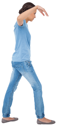 Transparent PNG of Woman Walking on Empty Background
