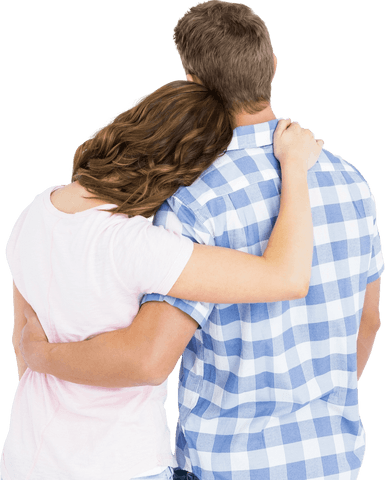 Transparent Rear View Couple Embracing for Romance Theme
