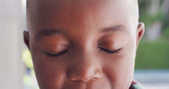 Close Up of Child's Peaceful Face with Eyes Closed - Download Free Stock Images Pikwizard.com