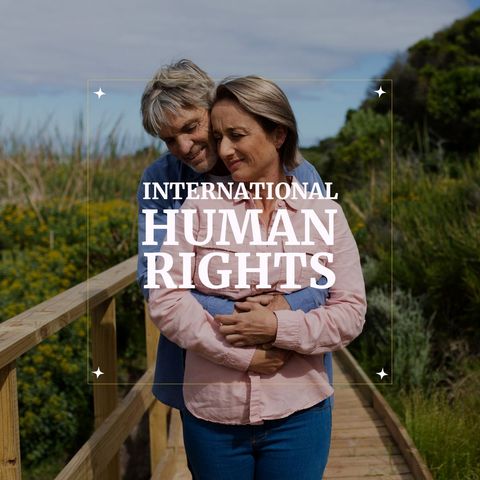 senior couple embracing outdoors promoting human rights - Download Free Stock Templates Pikwizard.com