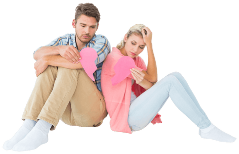 Transparent Couple Sitting with Broken Heart Pieces - Download Free Stock Videos Pikwizard.com