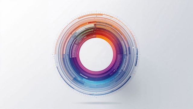 Multicolored circular data visualization with layered segments, tick marks and gradient