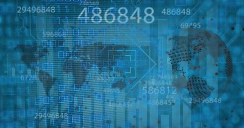 Digital Data Processing with Globe and Binary Code