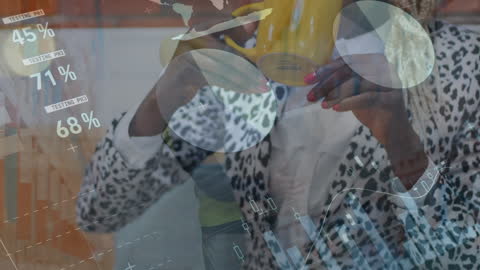 Businesswoman Analyzing Financial Data Over Morning Coffee