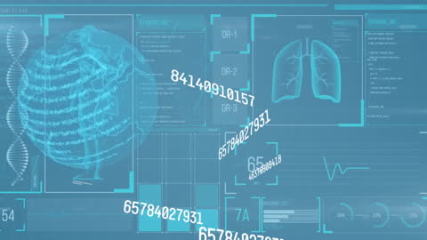 Futuristic Blue Screen with Data and Digital Interfaces