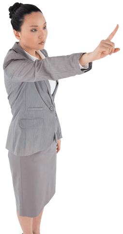 Transparent business executive pointing with determination