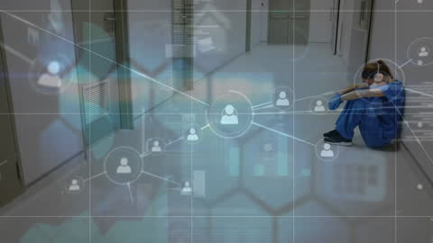 Stressed Healthcare Worker with Connected Network Overlay