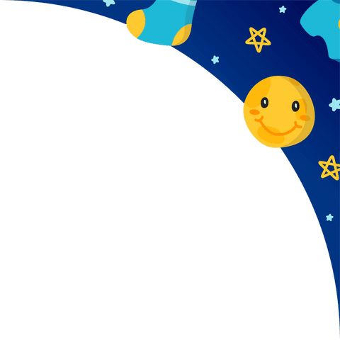 Playful celestial design with smiling orb on blue sky transparent space
