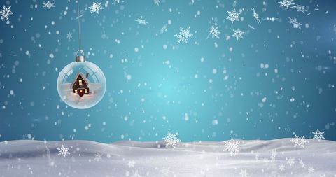 Enchanted Christmas Ornament with Falling Snowflakes