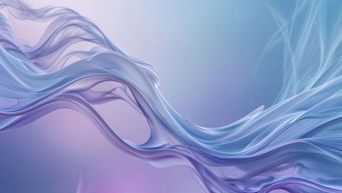 Elegant swirling translucent ribbons on gradient pastel backdrop
